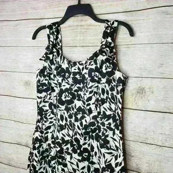 CHAPS by Ralph Lauren black & white floral sheath sundress midi dress size 6 - Picture 5 of 9